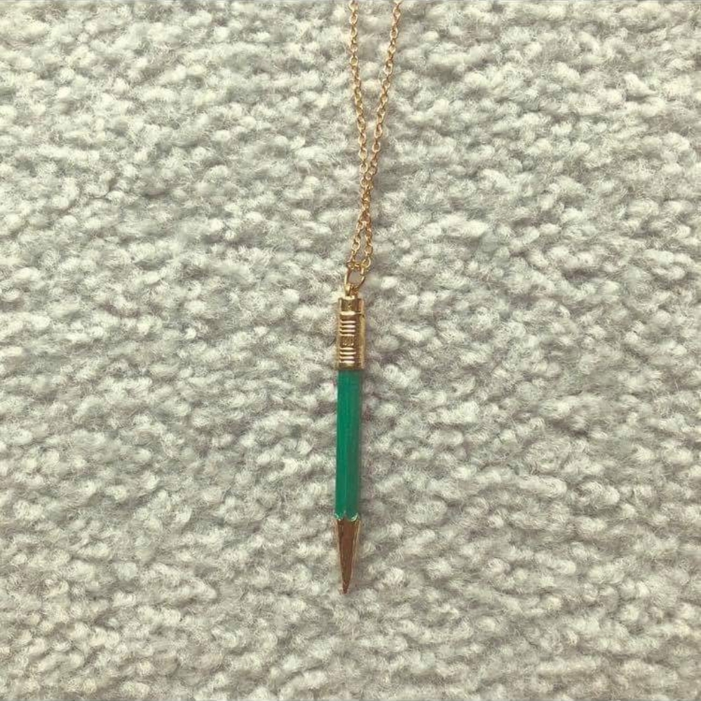 Green pencil necklace